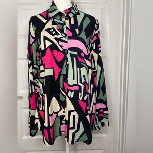 Big Dart Women’s Abstract Patterned Button-Up Shirt Size 14 Medium